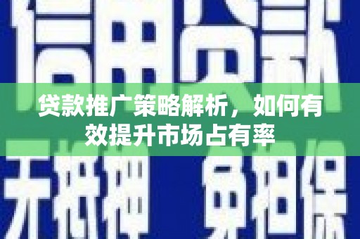 邵阳县贷款推广策略解析，如何有效提升市场占有率