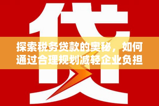 邵阳县探索税务贷款的奥秘，如何通过合理规划减轻企业负担
