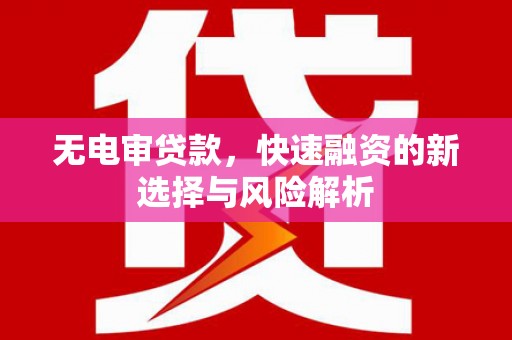 邵阳县无电审贷款，快速融资的新选择与风险解析