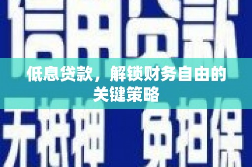 邵阳县低息贷款，解锁财务自由的关键策略