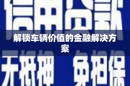 邵阳县解锁车辆价值的金融解决方案