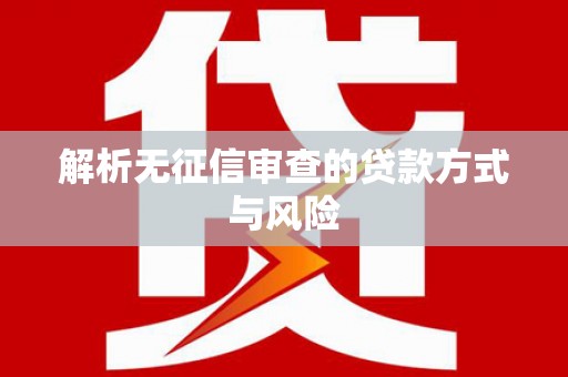 邵阳县解析无征信审查的贷款方式与风险