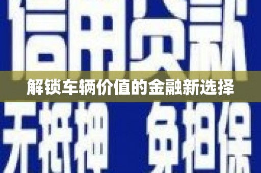 邵阳县解锁车辆价值的金融新选择