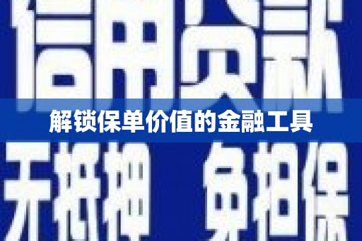 邵阳县解锁保单价值的金融工具
