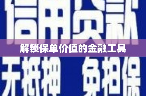 邵阳县解锁保单价值的金融工具